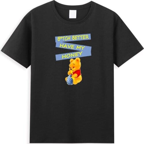 Cartoon Winnie the pooh T-Shirts Pooh Bear Have My Honey T-Shirt Summer Harajuku Disney T Shirt Men Simplicity Casual Streetwear