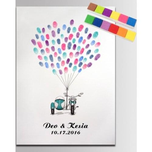 Wedding Fingerprint tree Painting Guest Book DIY Motorcycle Birthday Wedding Gifts fingerprint wall canvas painting Souvenir