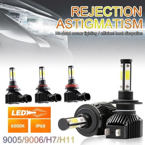 H11 H9 H8 H7 9006 HB4 9005 HB3 H10 Car LED Headlight Bulbs 50W 5000 Lumens Super Bright LED Headlights Conversion Kit 6000K IP68