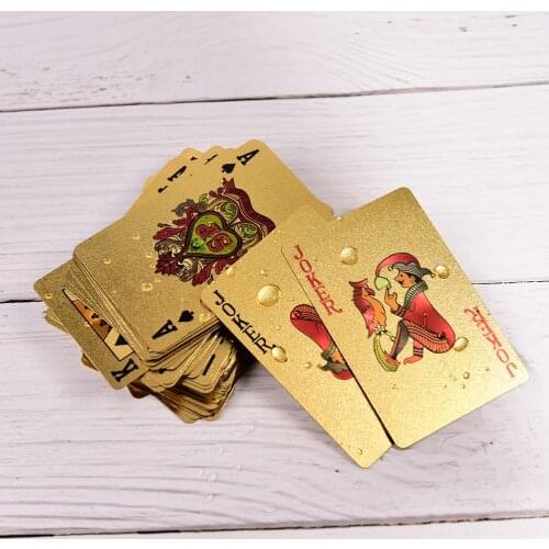 HOT! 1Set High-grade Gold Foil Plated Poker Card Family meet games Gold Foil Playing Cards Texas Hold'em Poker Funny