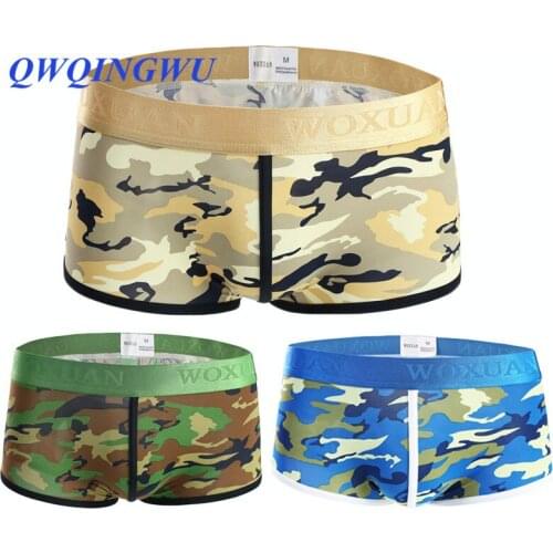 3PCS/Lot Mens Boxers Sexy Men Underwear Male Underpants Camouflage Male Panties Polyester Shorts U Convex Pouch Boxers Trunk
