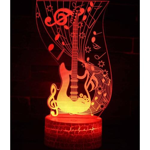 Musical note guitar theme 3D Lamp LED night light 7 Color Change Touch Mood Lamp Christmas present Dropshippping