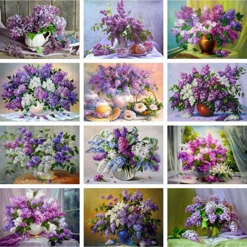 Lavender Diamond Painting Kit Purple Flower Floral Jewel Cross Stitch Mosaic Paint Adults Crafts Full Drills 5D Diy Room Decor