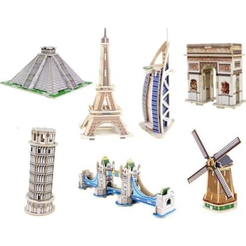 2017 New 3D Wooden Puzzle DIY Model Building Kits World Famous Architecture for Children Adults