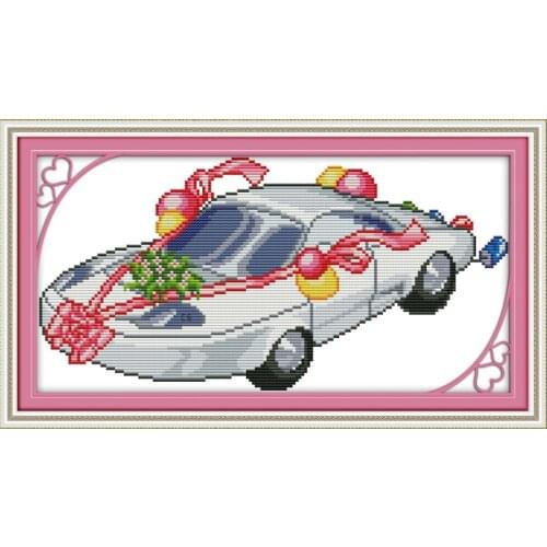 The wedding car cross stitch kit cartoon 14ct 11ct print canvas stitching embroidery DIY handmade needlework plus