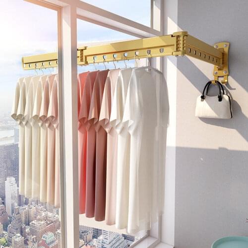 The Balcony Outside Wall Hanging Folding Clothes Hanger Indoor Telescopic Clothes Rod