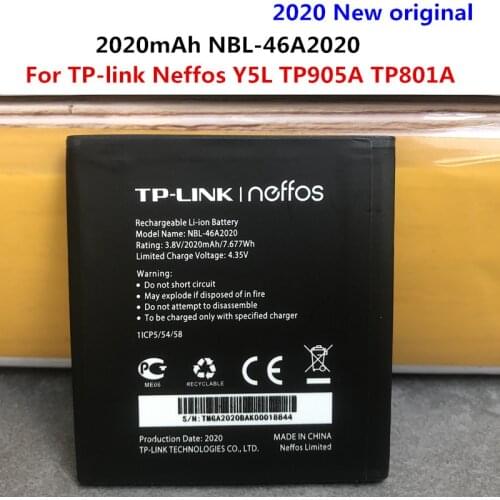 100% Original 2020mAh NBL-46A2020 Battery For TP-link Neffos Y5L TP905A TP801A Mobile Phone In Stock Latest Production Battery