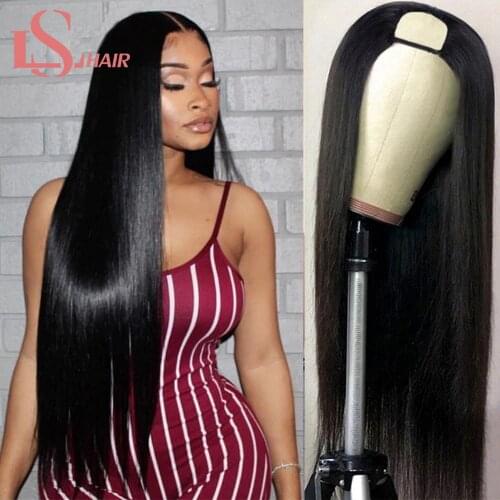 LS hair Straight U Part Wigs Brazilian Human Hair Wigs For Black Women Glueless Middle U Shape Wig 30 32inch long Remy hair wigs