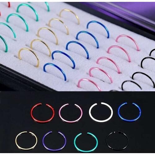 Piercing Surgical Cartilage Hoop Jewelry 40Pcs Ring Nose Stud Women Fashionable stainless steel C-shaped nose ring