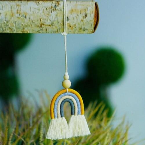 Woven Rainbow Wall Hanging for Bedroom Nursery Baby Kids Rooms Playroom Handmade Art Home Decor Car Hanging Jewelry Gifts