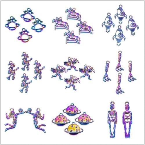 Planet Charms For Jewelry Making DIY Women Men Accessories Skull Angel Pendant Charm Handmade Necklace Earrings Creative Gifts