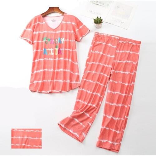 Casual Stripe Womens Pajamas Set Large Sizes Panties Short Sleeve T-shirt Autumn Female Sexy Pyjamas Fashion Home Sleepwear
