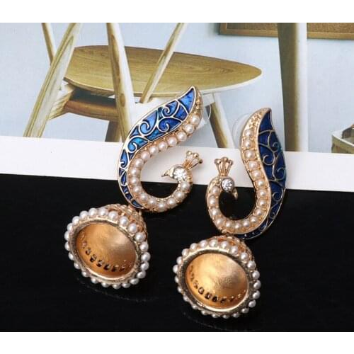 Retro Indian Bollywood Kundan Peacock Jhumka Jhumki Drop Earrings Gypsy Jewelry M2EA