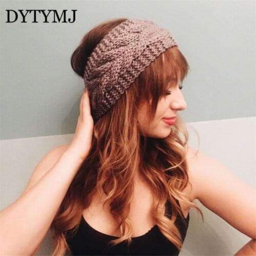 DYTYMJ Winter Cap Solid Knitted Hats Ponytail Beanie Winter Hat Women Braided Hair Band Warm Beanies Geometric Ear Protection