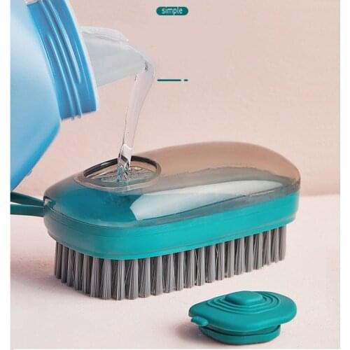 Scrubbing Brush Hard Bristle Laundry Clothes Shoes Automatic liquid addition kitchen household cleaning brush Portable Plastic