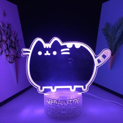 Little Fat Cat 3D LED Lamp White Base Animation Peripherals Animal Ornaments for Couple Childrens Festival Birthday Gifts
