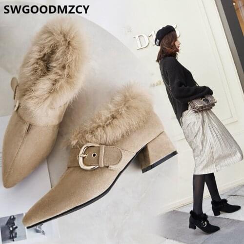 Pointed Heels Fur Heels Square Heels Valentine Shoes Party Shoes Wedding Shoes Bride Fashion Chaussures Femmes Automne Hiver