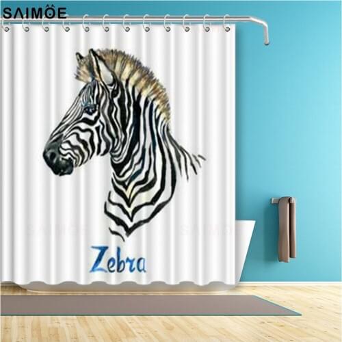 Colorful Hand-painted Zebra Bathroom Curtain 3D Animal Waterproof Shower Curtain Polyester Fabric Bath Accessories Shower Sets