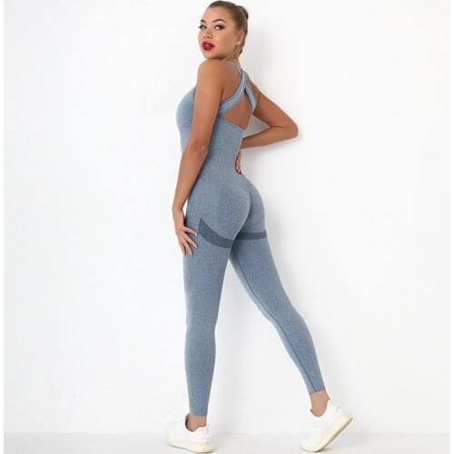 Women Energy Seamless Yoga Suit 1 Pcs Gym Bodysuit Hips Push Up Yoga Jumpsuit High Waist Running Sets Backless Fitness Jumpsuits