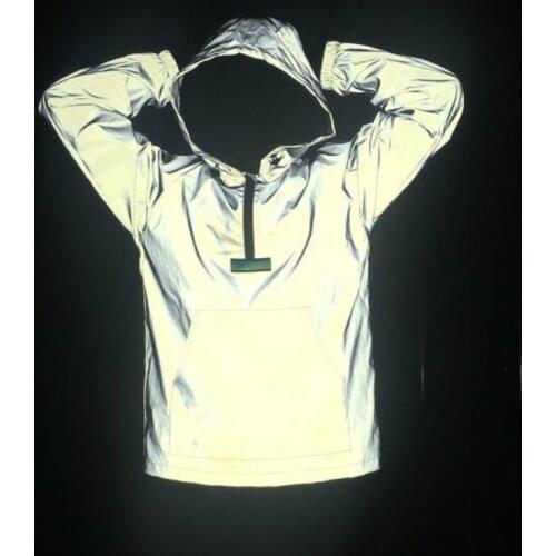 Women/men Reflective Light Streetwear Jacket Hip Hop Rock Sweatshirt Hooded Coat Jogger Spring Autumn Long Sleeve Outdoor Top