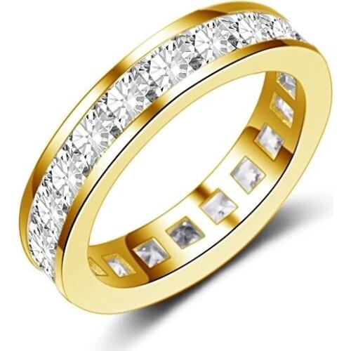 WYJZY Classic inlaid AAA zircon round ring for women fashion elegant temperament simple jewelry ladies casual dress ring