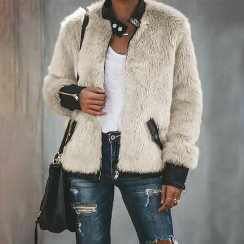 Winter Women Clothing Mixed Fur Coat Female Warm Zipper Jacket Lady Casual Baggy Plus Size Outwear FullSleeve Patchwork Leather