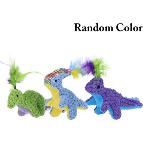 1PC Fake Feather Cat Toy Dinosaur Shape Cat Interactive Toy Catnip Kitten Toy Bite Resistant Cat Chew Toy Pet Toy Random Color