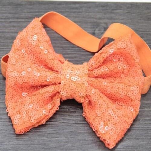 10pcs/lot 32 Colors 5" Knot Glitter Sequin Messy Bow Solid FOE Elastic Headband For Baby Children Turban Headband Hairbows