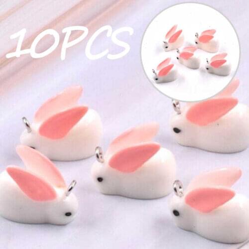 Hot 20*19mm Pendant Rabbit Charm Resin Earrings/Necklace Lovely Animal 10PC For Pink