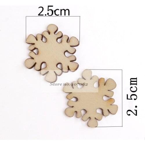 100pcs 25mm Christmas Snowflake Shapes Embellishments Chips Crafts Home Xmas Tree Decorations natural color