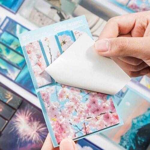100 pcs/lot cherry blossoms dusk Sticky Note Set Includes Index Tabs Bookmark Stickers and Memo Flag