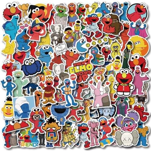 100 pcs Sesame Street Stickers Cartoon Stickers Vinyl Waterproof Stickers for Kids Teens Luggage Laptop Bike Skateboard Supplies