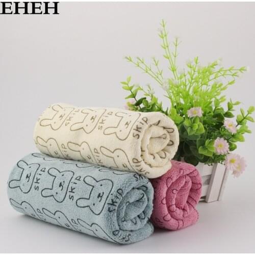 EHEH 3 Pcs 35*75cm Bathroom Rabbit Pattern Towel Microfiber Fabric Face Towel Available Home Quick Dry Towels Set 3 Colors