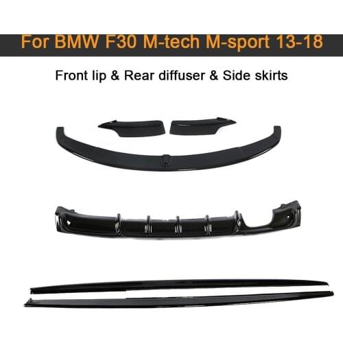 Car Bodykit for BMW 3 Series F30 M-tech M-sport 13 - 18 Car Rear Bumper Diffuser & Front Lip & Side Skirt Gloss / Matte Black