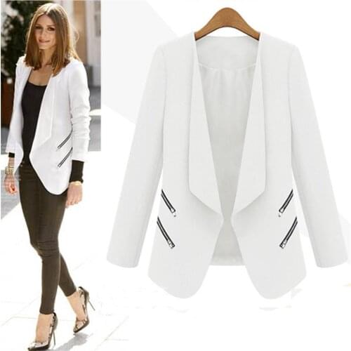 Danjeaner Brand 2018 Autumn Women Slim Leisure Blazers Fashion Zipper Solid Thin Coat Long Sleeve Workwear Jacket Feminino A016