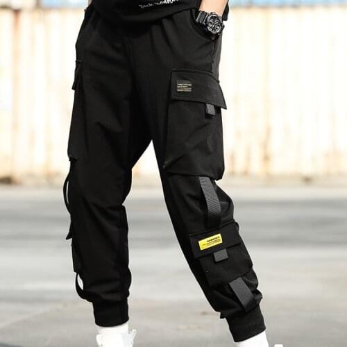 Mens Black Casual Pants Men Cargo Pants Joggers Multi-Pocket Waterproof Quick Dry Breathable Casual Slim Bottom Trousers 5XL