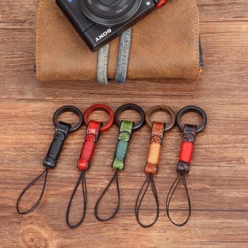 Handmade Wooden Leather Camera Finger Ring Straps Phone Hand Lanyard for Sony RX100II-M2/M3 Canon G7X/G7X2 Fuji X100F X100T