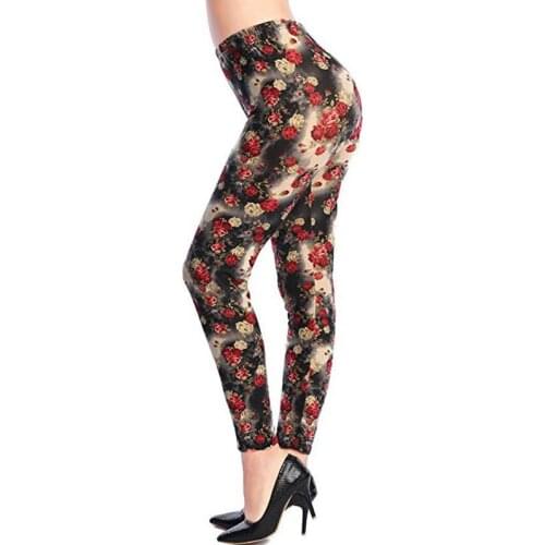 VIIANLES Floral Printed Elasticity Slim Push Up Leggins NEW Women High Polyester Ankle-Length Fitness Pants Female Leggings