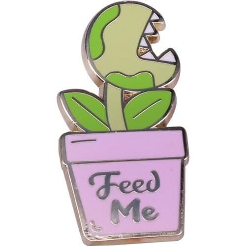 Feed Me Enamel Pin Potted plants pin