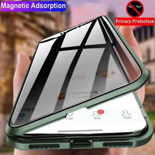 FLOVEME Magnetic Privacy Glass Case For iPhone 12 11 Pro Max 12 Mini 11 X XR XS Max Anti-Spy Magnet Case for iPhone 66S 7 8 Plus