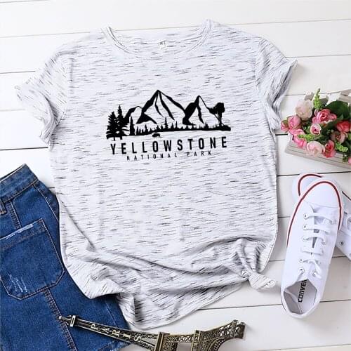 Summer Womens T-Shirt 100% Cotton Oversized T-shirt Yellow Stone Print T-shirt O-neck Short Sleeve T-shirt Women Clothing Tops