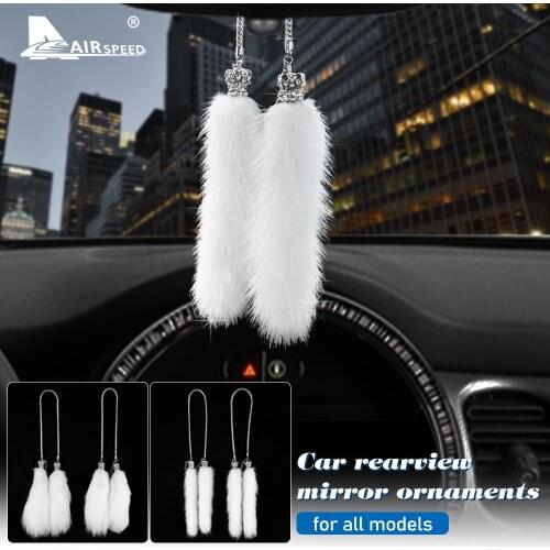 Interior for BMW E90 E70 F15 F20 F21 F10 F11 F30 G20 Accessories Car Pendant Mink Fur Rearview Mirror Hanging Ornaments Charm