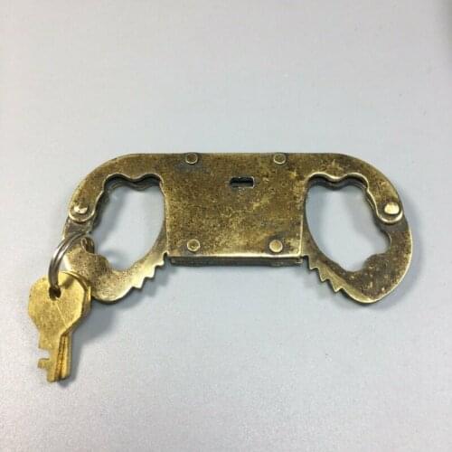 3.5" Collect Curio Chinese Bronze Handcuffs Gyve Small Statue
