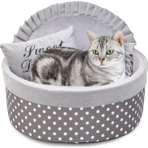 Cat Bed Comfortable Lovely Dot Pet Puppy Kennel Kitten Puppy Sleeping Bed Top Quality House for Cats pet bed luxury