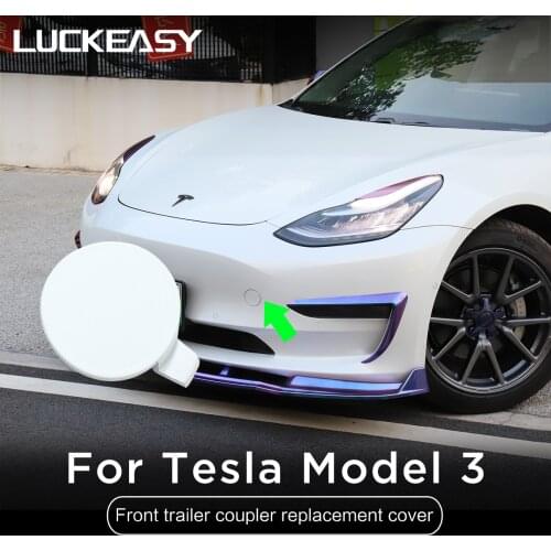 LUCKEASY Car Exterior Modification Accessories for Tesla Model 3 2017-2021 Replacement Cover for Front Tow Hook