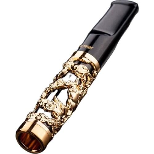 Zobo Metal Dragon Pattern Golden Filter Cigarette Holder For 5.2mm 7.6mm Mouthpiece