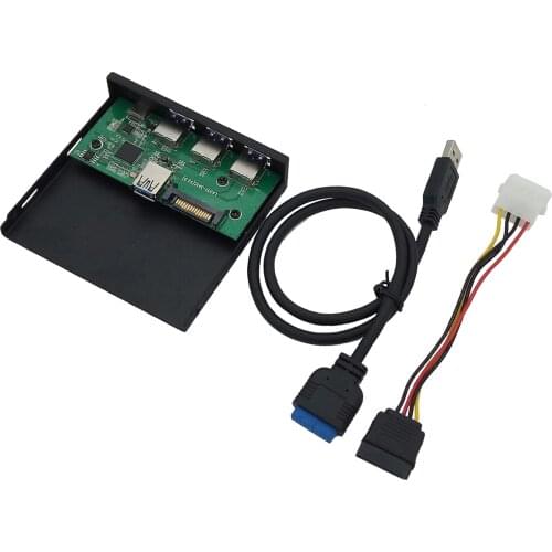 3.25 Inch Metal Multi-Function USB Front Panel Hub with 3x USB 3.0 Ports Extender Expansion Board for Computer Desktop Case