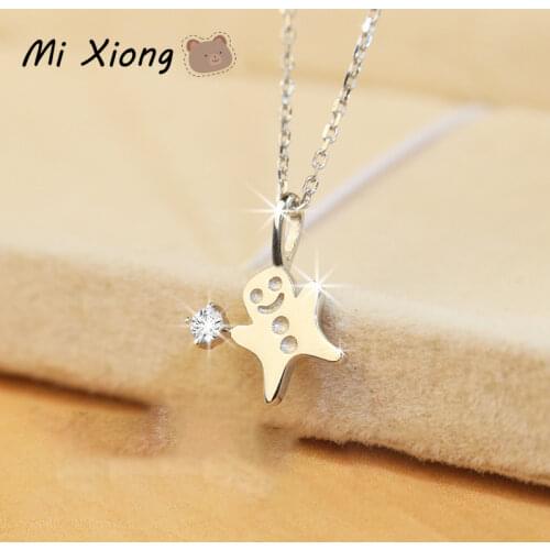Mi Xiong s925 sterling silver cute little snowman pendant necklace micro-inlaid crystal romantic charm ladies brand jewelry