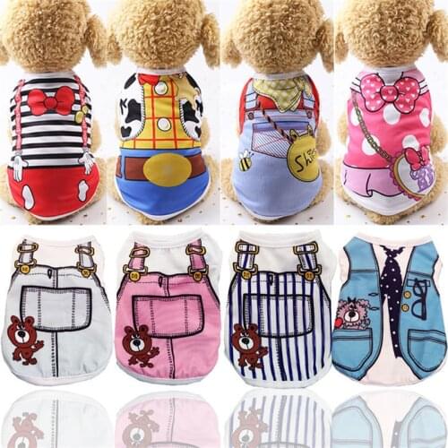 Cartoon Dog Shirt Summer Small Dog Clothes Chihuahua Tshirt Puppy Vest Yorkshire Terrier Pet Clothes Ropa Perro Pets Clothing