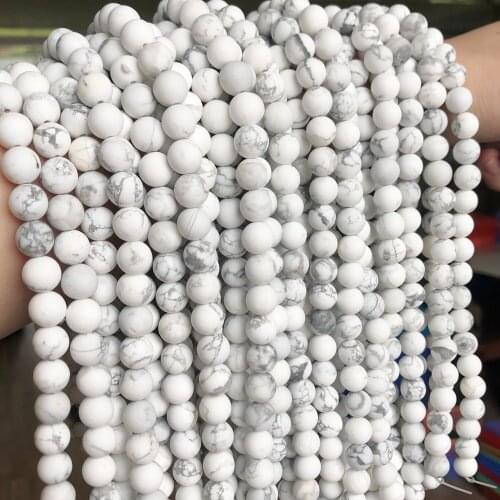 Natural Stones and Minerals for Jewelry Making 4 6 8 10 12mm Round Matte Dull Polish Howlite Beads DIY Charm Bracelet Necklace